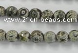 CAG6414 15 inches 8mm faceted round tibetan agate gemstone beads