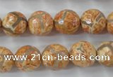 CAG6419 15 inches 10mm faceted round tibetan agate gemstone beads