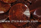 CAG642 15.5 inches 40mm faceted coin natural fire agate beads