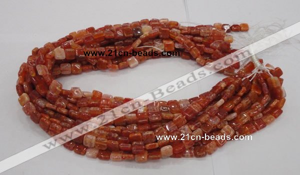 CAG643 15.5 inches 8mm square natural fire agate beads wholesale