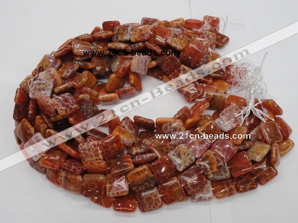 CAG644 15.5 inches 15mm square natural fire agate beads wholesale