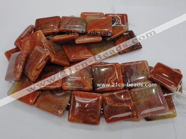 CAG646 15.5 inches 40mm square natural fire agate beads wholesale