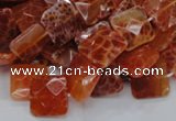 CAG649 15.5 inches 10*10mm faceted square natural fire agate beads