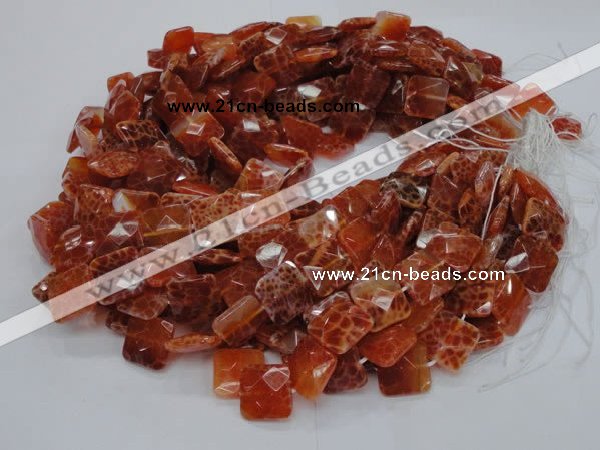 CAG650 15.5 inches 12*12mm faceted square natural fire agate beads