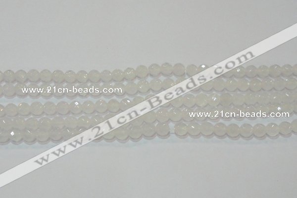 CAG6512 15.5 inches 8mm faceted round Brazilian white agate beads