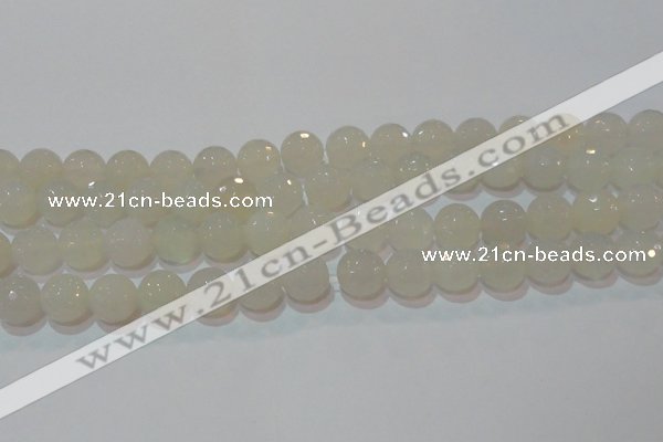 CAG6515 15.5 inches 14mm faceted round Brazilian white agate beads