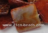 CAG653 15.5 inches 40*40mm faceted square natural fire agate beads