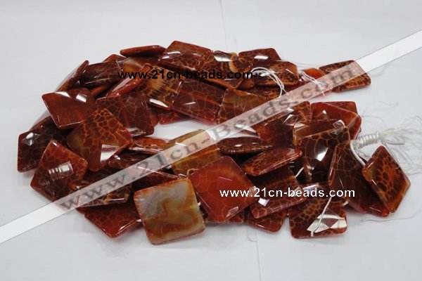 CAG653 15.5 inches 40*40mm faceted square natural fire agate beads