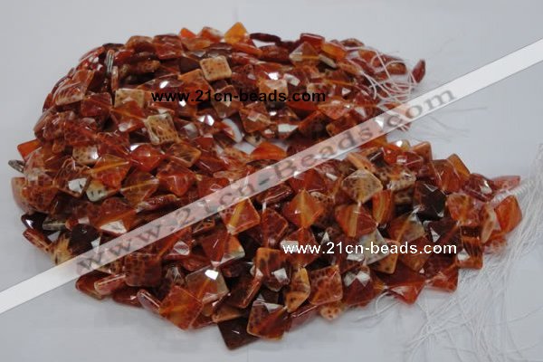 CAG654 15.5 inches 10*10mm faceted rhombic natural fire agate beads