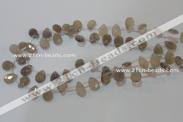 CAG6546 Top-drilled 10*14mm briolette Brazilian grey agate beads