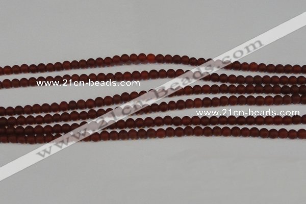 CAG6550 15.5 inches 4mm round matte red agate beads wholesale