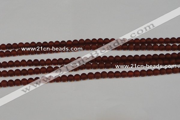 CAG6551 15.5 inches 5mm round matte red agate beads wholesale