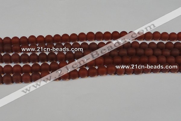 CAG6553 15.5 inches 7mm round matte red agate beads wholesale