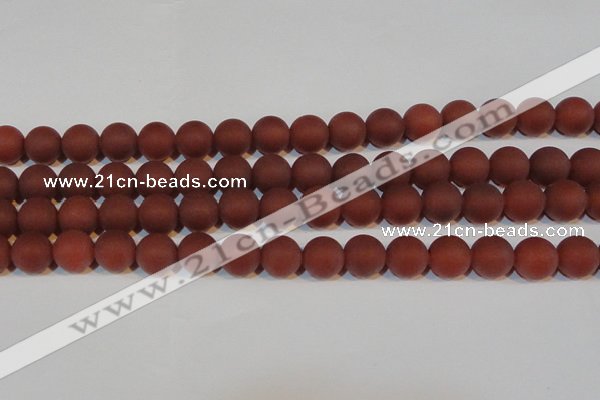 CAG6555 15.5 inches 10mm round matte red agate beads wholesale