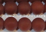 CAG6557 15.5 inches 14mm round matte red agate beads wholesale