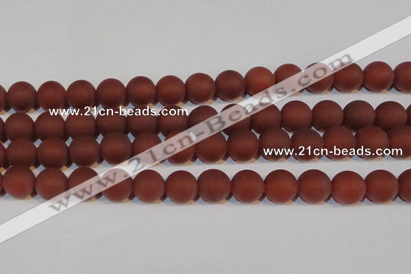 CAG6557 15.5 inches 14mm round matte red agate beads wholesale