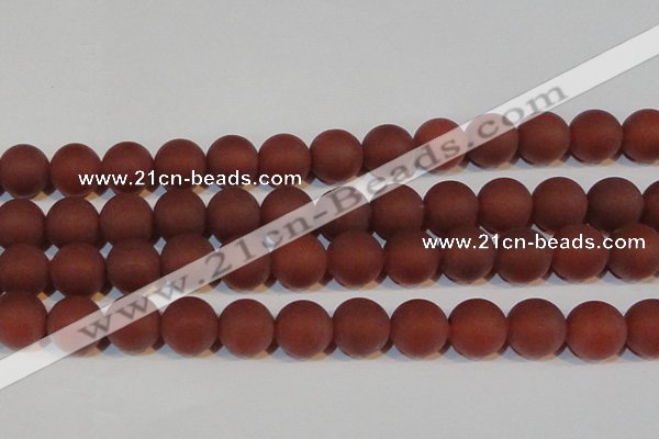 CAG6559 15.5 inches 18mm round matte red agate beads wholesale