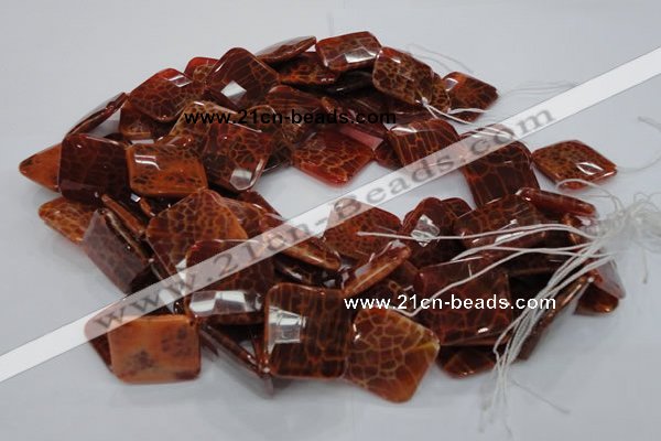 CAG656 15.5 inches 18*18mm faceted rhombic natural fire agate beads