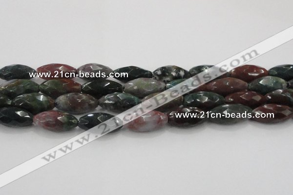 CAG6580 15.5 inches 11*25mm faceted rice Indian agate beads