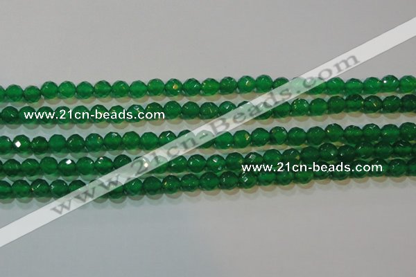 CAG6611 15.5 inches 4mm faceted round green agate gemstone beads