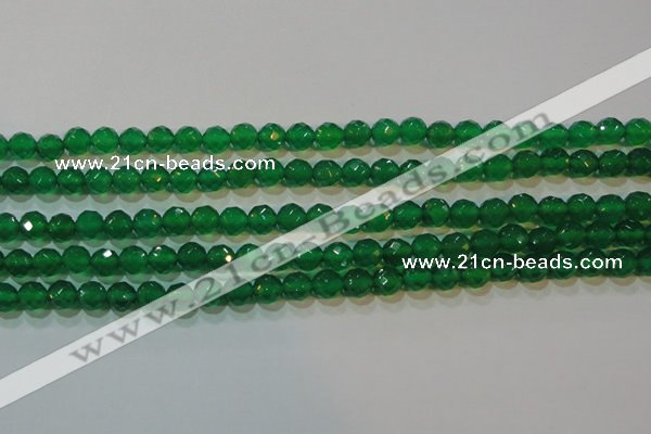 CAG6612 15.5 inches 6mm faceted round green agate gemstone beads