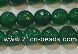 CAG6614 15.5 inches 10mm faceted round green agate gemstone beads