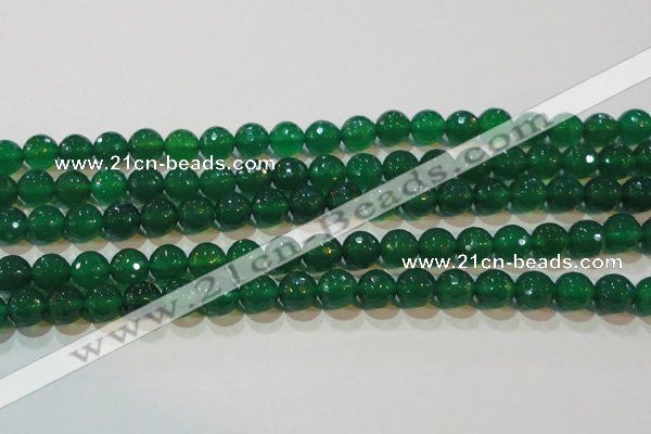 CAG6614 15.5 inches 10mm faceted round green agate gemstone beads