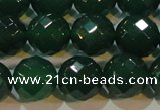 CAG6616 15.5 inches 14mm faceted round green agate gemstone beads