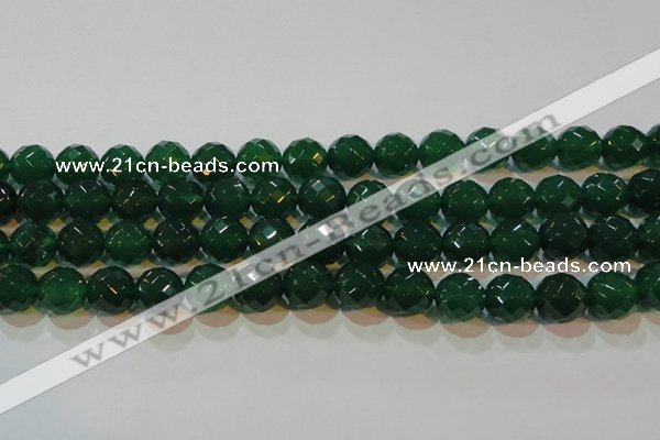 CAG6616 15.5 inches 14mm faceted round green agate gemstone beads