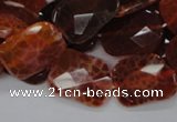 CAG663 15.5 inches 15*20mm faceted rectangle natural fire agate beads