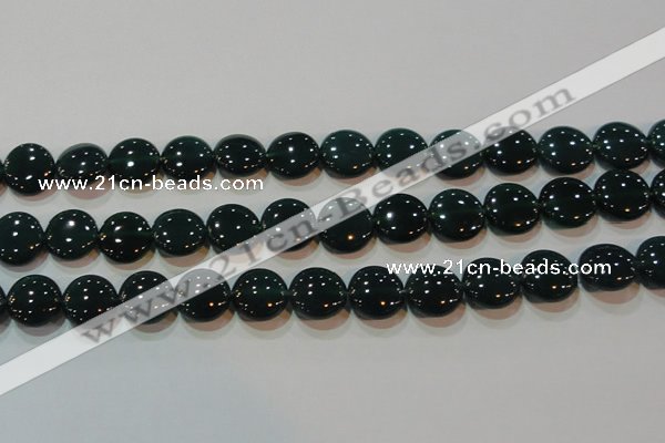 CAG6632 15.5 inches 13mm flat round green agate gemstone beads