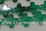 CAG6634 15.5 inches 10*10mm cross green agate gemstone beads