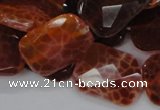 CAG664 15.5 inches 18*25mm faceted rectangle natural fire agate beads