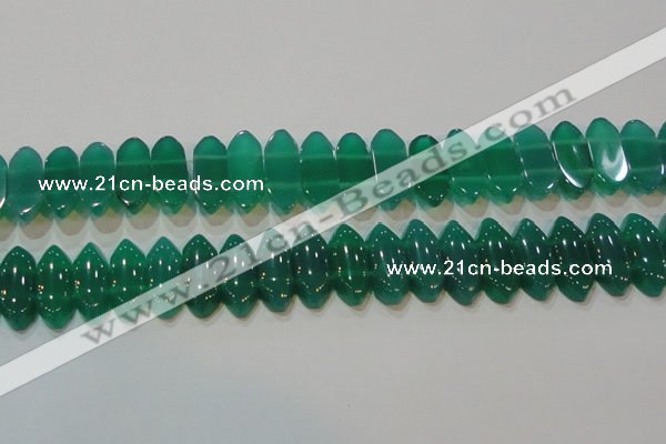 CAG6640 15.5 inches 8*20mm marquise double drilled green agate beads