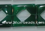 CAG6642 15.5 inches 25*25mm square green agate gemstone beads