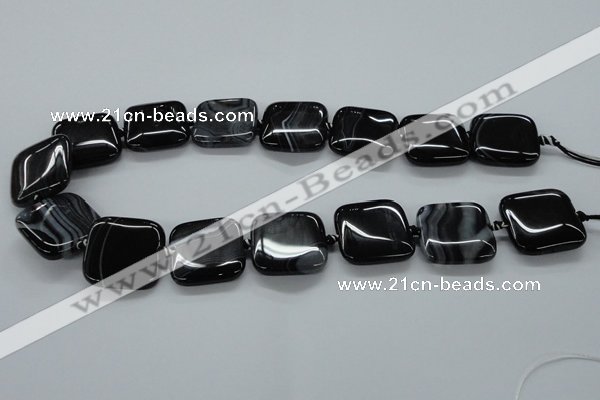 CAG6680 15.5 inches 25*25mm square black line agate beads