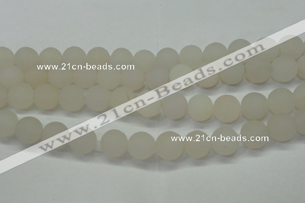CAG6682 15 inches 12mm round white pilates agate beads