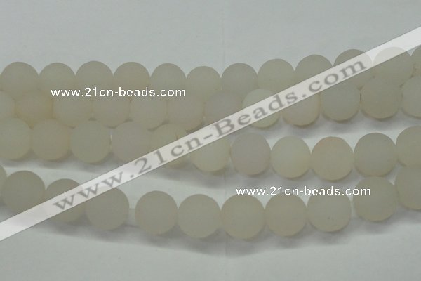 CAG6684 15 inches 16mm round white pilates agate beads