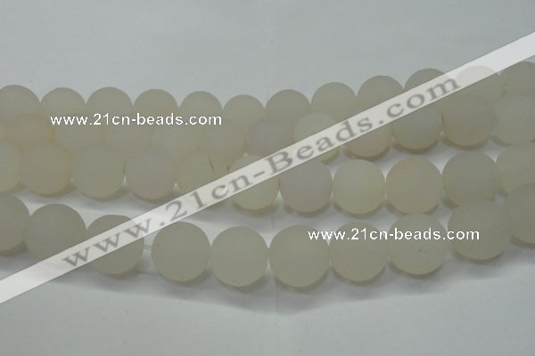 CAG6685 15 inches 18mm round white pilates agate beads