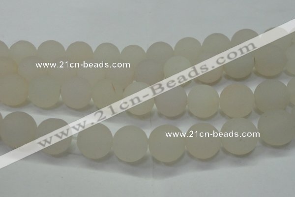 CAG6686 15 inches 18mm round white pilates agate beads