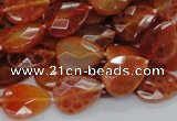 CAG670 15.5 inches 13*18mm faceted flat teardrop natural fire agate beads