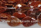 CAG671 15.5 inches 18*25mm faceted flat teardrop natural fire agate beads