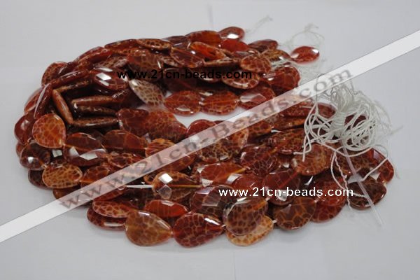 CAG671 15.5 inches 18*25mm faceted flat teardrop natural fire agate beads