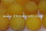 CAG6722 15 inches 12mm round yellow pilates agate beads