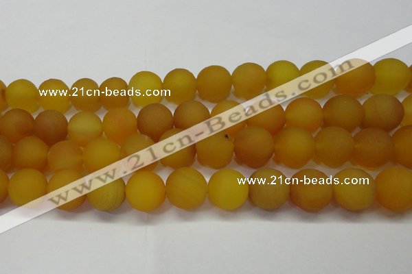 CAG6723 15 inches 14mm round yellow pilates agate beads