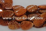 CAG673 15.5 inch 13*18mm faceted teardrop twisted natural fire agate beads