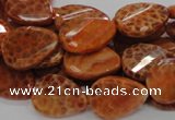 CAG674 15.5 inch 15*20mm faceted teardrop twisted natural fire agate beads