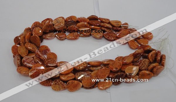 CAG674 15.5 inch 15*20mm faceted teardrop twisted natural fire agate beads