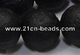 CAG6746 15 inches 20mm round black pilates agate beads