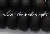 CAG6748 15 inches 10*14mm rondelle black pilates agate beads